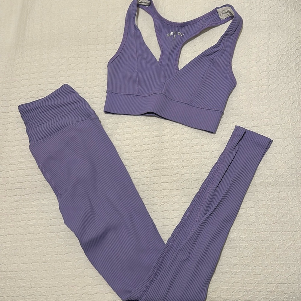 Year of Ours Purple Leggings and Sports Bra Set